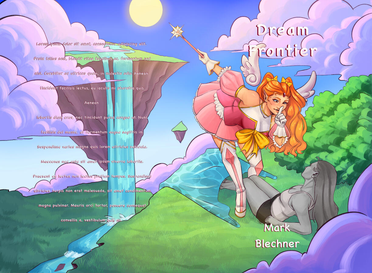 Surreal Dream Book Cover - Dreamer in monochrome, environment in color